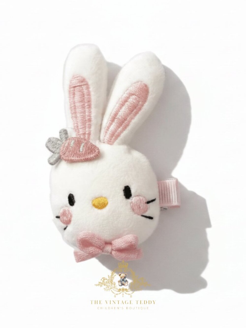NWT Adorable Girls Plush Embroidered Bunny Hair Clip Kids Accessories for Girls